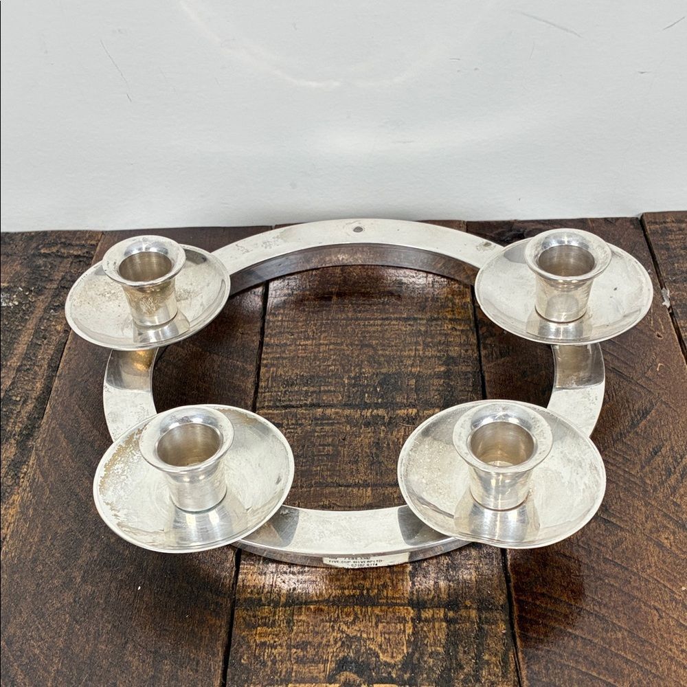 Restoration Hardware Silver-Plated Candle Holder Round Circle Centerpiece Wreath